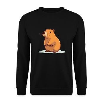 Capybara Capybara Comic Motif - Unisex Sweatshirt - black - Front - Alina (178cm) & Michal (187cm)