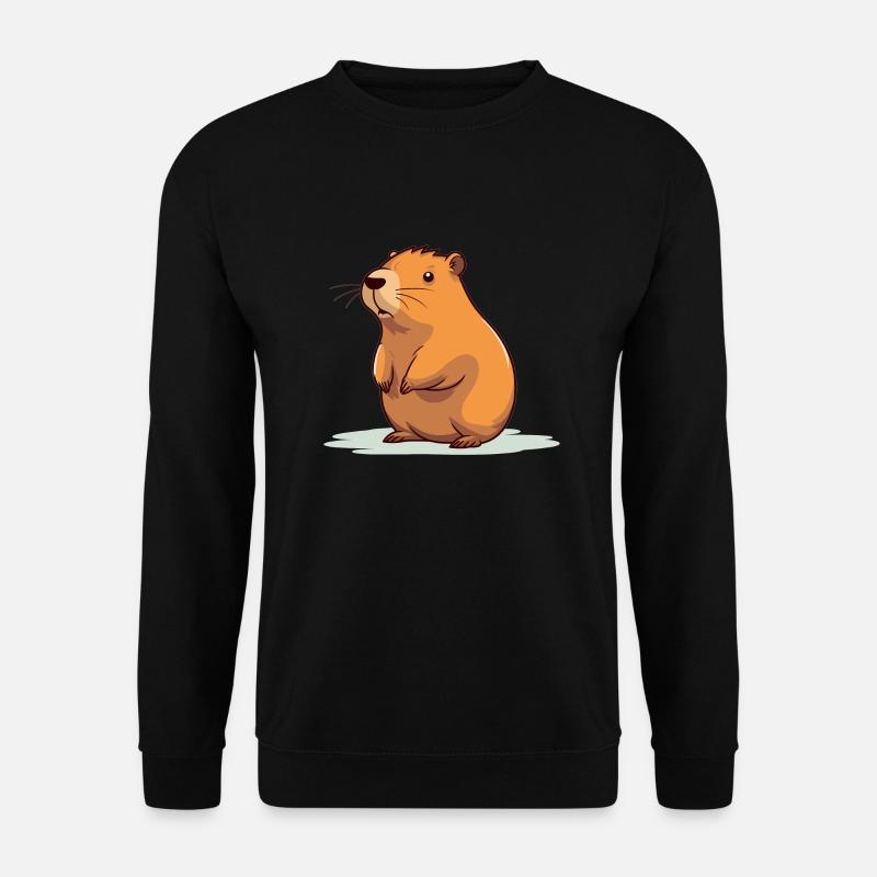 Capybara Wasserschwein Comic Motiv - Unisex Pullover - Schwarz