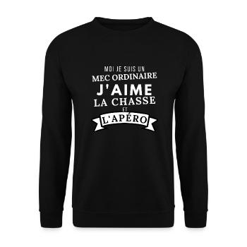 J'aime la chasse et L'apero - Sweat-shirt Unisexe - noir - Devant - Alina (178cm) & Michal (187cm)