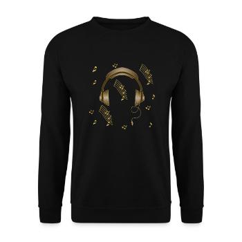Kopfhörer - Unisex Pullover - Schwarz - Vorne - Alina (178cm) & Michal (187cm)