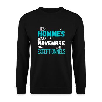 Les hommes nes en Novembre exceptionnels - Sweat-shirt Unisexe - noir - Devant - Alina (178cm) & Michal (187cm)