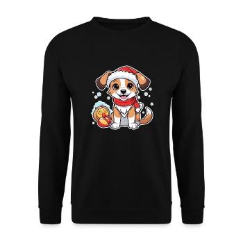 Dog with Christmas Hat - Unisex Sweatshirt - black - Front - Alina (178cm) & Michal (187cm)