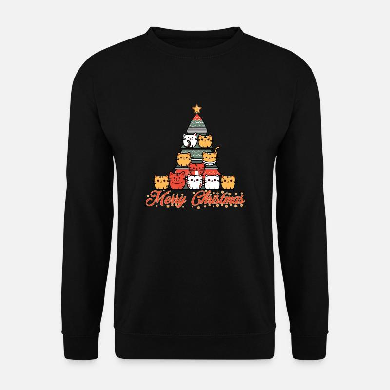 Katzen Weihnachtsbaum - Unisex Pullover - Schwarz