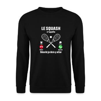 Le Squash m'appelle idée cadeau Squash - Sweat-shirt Unisexe - noir - Devant - Alina (178cm) & Michal (187cm)
