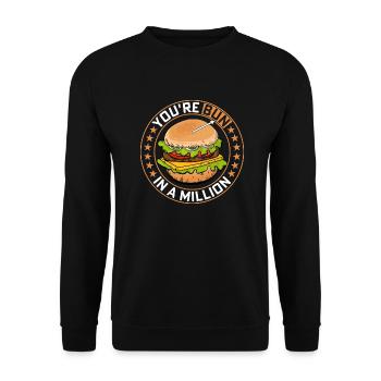 You're Bun In A Million Meat Buns Food Hamburger - Unisex Sweatshirt - black - Front - Alina (178cm) & Michal (187cm)
