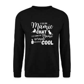 Mamie chat - Sweat-shirt Unisexe - noir - Devant - Alina (178cm) & Michal (187cm)