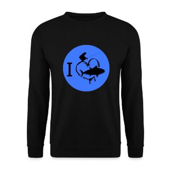 eisangeln angeln eisangler winterfischen - Unisex Pullover - Schwarz - Vorne - Alina (178cm) & Michal (187cm)