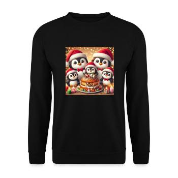 Christmas Penguin Family - Unisex Sweatshirt - black - Front - Alina (178cm) & Michal (187cm)