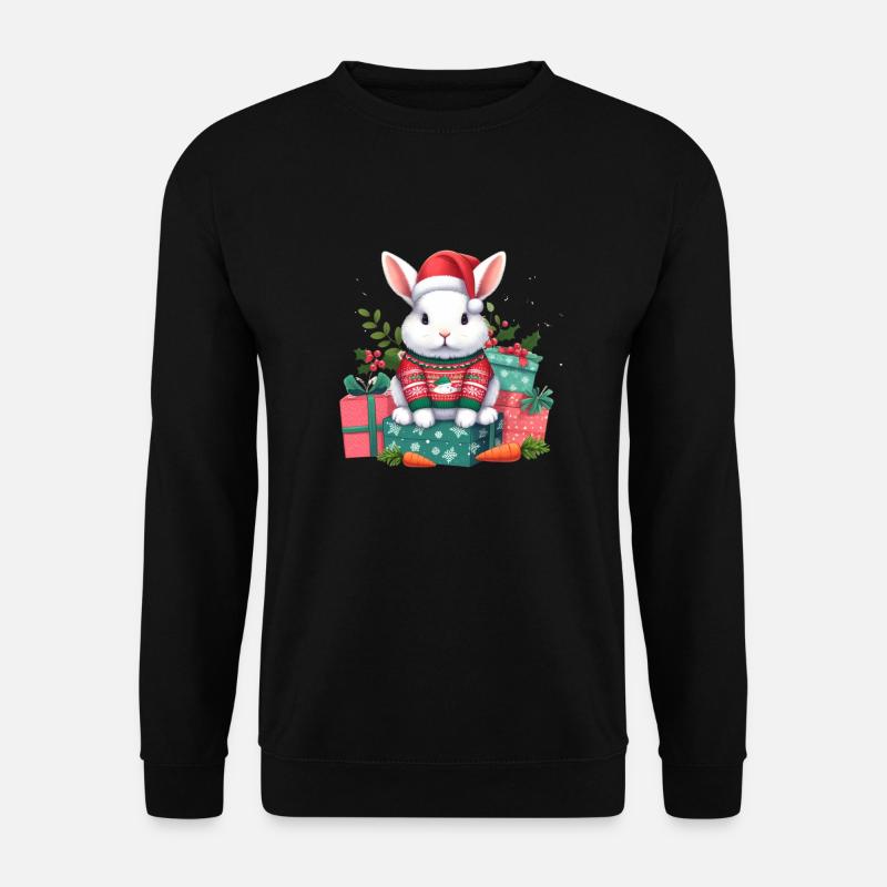 Cute Christmas Rabbit - Unisex Sweatshirt - black