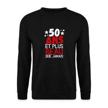 50 ans et plus beau que jamas - Sweat-shirt Unisexe - noir - Devant - Alina (178cm) & Michal (187cm)