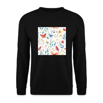 Papillons à l’aquarelle - Sweat-shirt Unisexe - noir - Devant - Alina (178cm) & Michal (187cm)