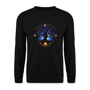 Tree of Life, Tree of Life, Night, Stars, Blue - Unisex Sweatshirt - black - Front - Alina (178cm) & Michal (187cm)