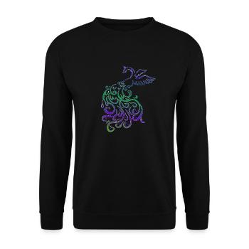 Peacock Tribal Rainbow Elegant Gift Bird Fun - Unisex Sweatshirt - black - Front - Alina (178cm) & Michal (187cm)