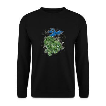 scan pfau art deco bunt outline - Unisex Pullover - Schwarz - Vorne - Alina (178cm) & Michal (187cm)
