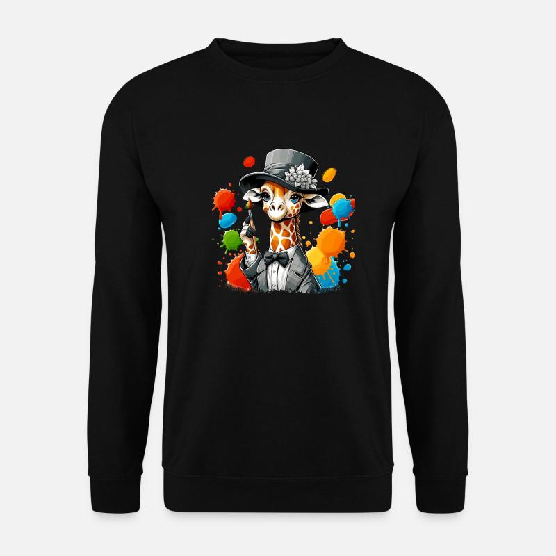 Giraffe mit Hut - Unisex Pullover - Schwarz