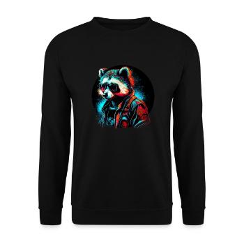Cyber raccoon - Unisex Sweatshirt - black - Front - Alina (178cm) & Michal (187cm)