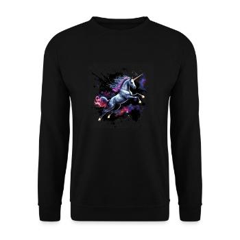 Einhorn im All - Unisex Pullover - Schwarz - Vorne - Alina (178cm) & Michal (187cm)