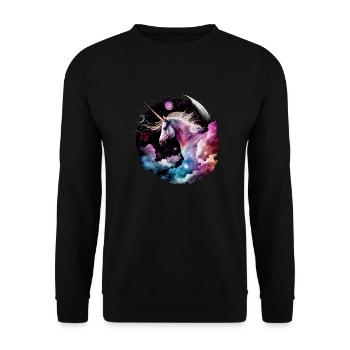 Magisches Einhorn - Unisex Pullover - Schwarz - Vorne - Alina (178cm) & Michal (187cm)