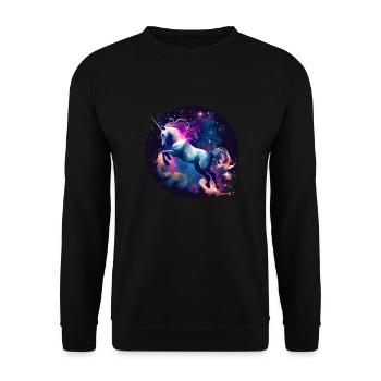 Magisches Einhorn - Unisex Pullover - Schwarz - Vorne - Alina (178cm) & Michal (187cm)