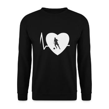 Herzschlag Fussball Liebe - Unisex Pullover - Schwarz - Vorne - Alina (178cm) & Michal (187cm)