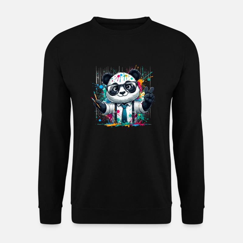 Farbenfroher Panda - Unisex Pullover - Schwarz