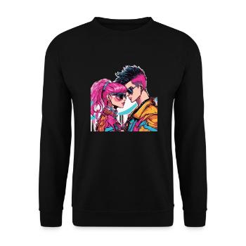 Y2K Fashion - Unisex Sweatshirt - black - Front - Alina (178cm) & Michal (187cm)