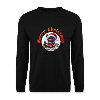 Christmas Cat Fairy Lights - Unisex Pullover - Schwarz - Vorne - Alina (178cm) & Michal (187cm)