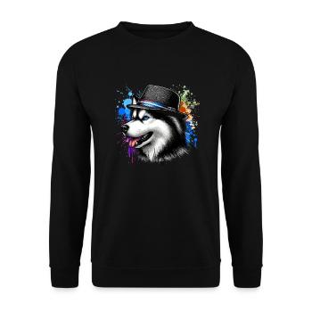 Husky with blue eyes - Unisex Sweatshirt - black - Front - Alina (178cm) & Michal (187cm)
