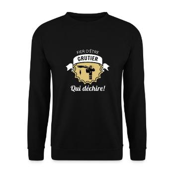 GRUTIER - Sweat-shirt Unisexe - noir - Devant - Alina (178cm) & Michal (187cm)