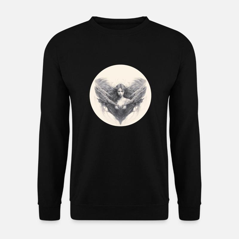 Nachdenklicher Engel - Unisex Pullover - Schwarz