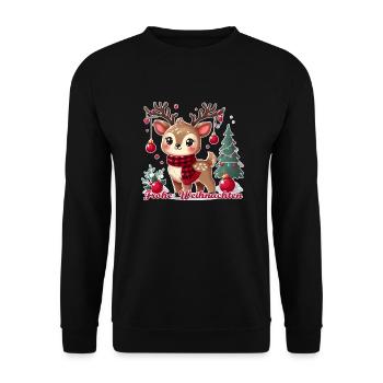 Renne avec décorations de Noël - Joyeux Noël - Sweat-shirt Unisexe - noir - Devant - Alina (178cm) & Michal (187cm)