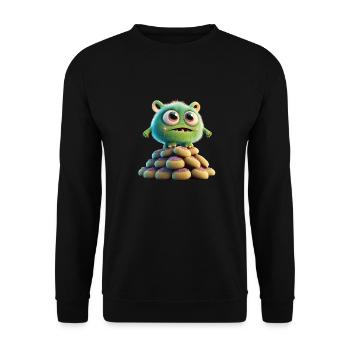 cute monster scary funny spooky sitting on a heap - Unisex Sweatshirt - black - Front - Alina (178cm) & Michal (187cm)