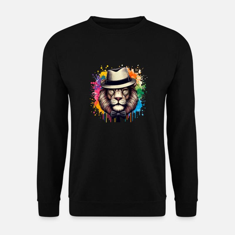 Löwe mit Fliege - Unisex Pullover - Schwarz