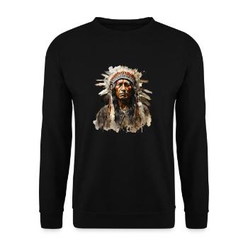 Indiens Sioux en coiffe de plumes - Sweat-shirt Unisexe - noir - Devant - Alina (178cm) & Michal (187cm)