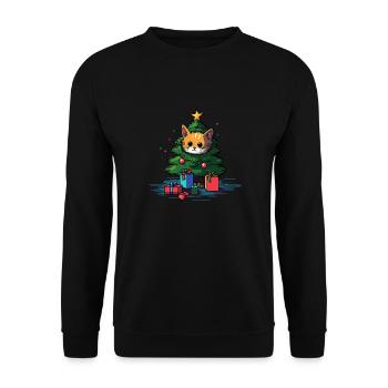 Weihnachtskatze - Unisex Pullover - Schwarz - Vorne - Alina (178cm) & Michal (187cm)