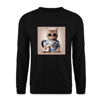 Coffee Cat - Unisex Sweatshirt - black - Front - Alina (178cm) & Michal (187cm)