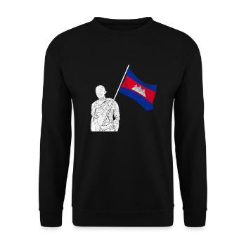 Temple du Cambodge Khmer Vintage drapeau je cadeau - Sweat-shirt Unisexe - noir - Devant - Alina (178cm) & Michal (187cm)