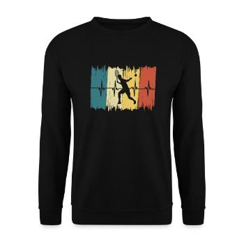 Vintage-Tennis-Herzschlag - Unisex Pullover - Schwarz - Vorne - Alina (178cm) & Michal (187cm)