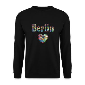 Ein Herz für Berlin - Unisex Pullover - Schwarz - Vorne - Alina (178cm) & Michal (187cm)