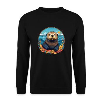 Sea Otter - Unisex Sweatshirt - black - Front - Alina (178cm) & Michal (187cm)