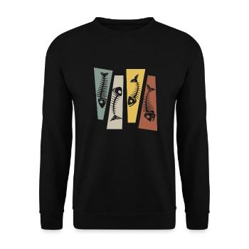 Vintage Retro Fishing Fisherman - Unisex Sweatshirt - black - Front - Alina (178cm) & Michal (187cm)