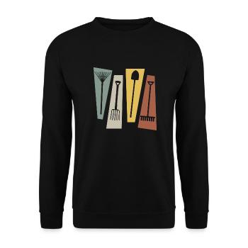 Vintage-Retro-Gartenarbeit - Unisex Pullover - Schwarz - Vorne - Alina (178cm) & Michal (187cm)