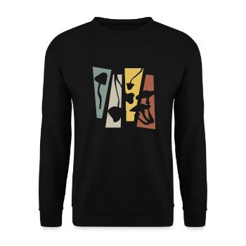 Vintage Retro Mushrooms - Unisex Sweatshirt - black - Front - Alina (178cm) & Michal (187cm)