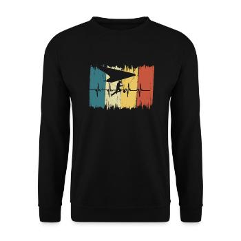 Vintage Paragliding Heartbeat - Unisex Sweatshirt - black - Front - Alina (178cm) & Michal (187cm)