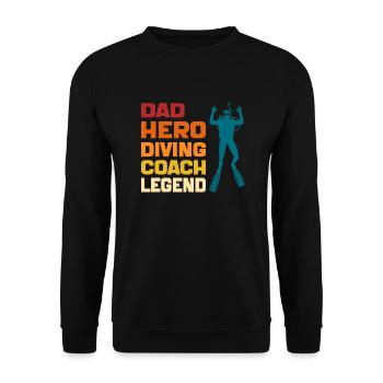 Dad Hero Diving Coach Legend Funny Diving Dad 2024 - Sweat-shirt Unisexe - noir - Devant - Alina (178cm) & Michal (187cm)