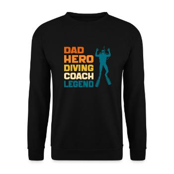 Dad Hero Diving Coach Legend Funny Diving Dad 2024 - Sweat-shirt Unisexe - noir - Devant - Alina (178cm) & Michal (187cm)