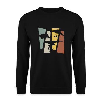 Vintage Retro Paragliding - Unisex Sweatshirt - black - Front - Alina (178cm) & Michal (187cm)