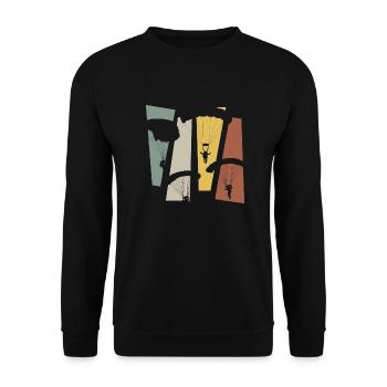 Vintage Retro Fallschirm - Unisex Pullover - Schwarz - Vorne - Alina (178cm) & Michal (187cm)