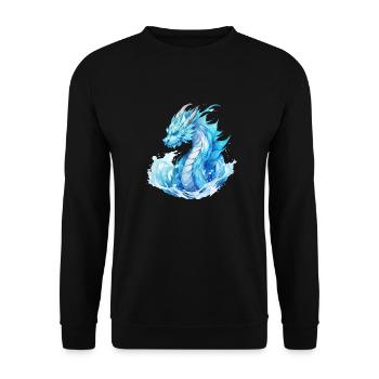 Wasserdrache. Blauer Fantasy-Drache für Enthusiasten. - Unisex Pullover - Schwarz - Vorne - Alina (178cm) & Michal (187cm)