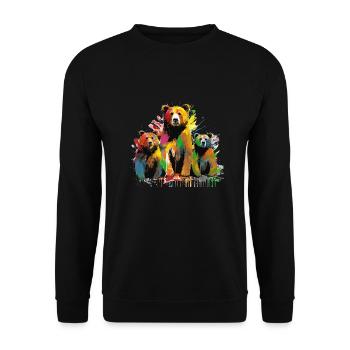 Grafitti-Bären - Unisex Pullover - Schwarz - Vorne - Alina (178cm) & Michal (187cm)